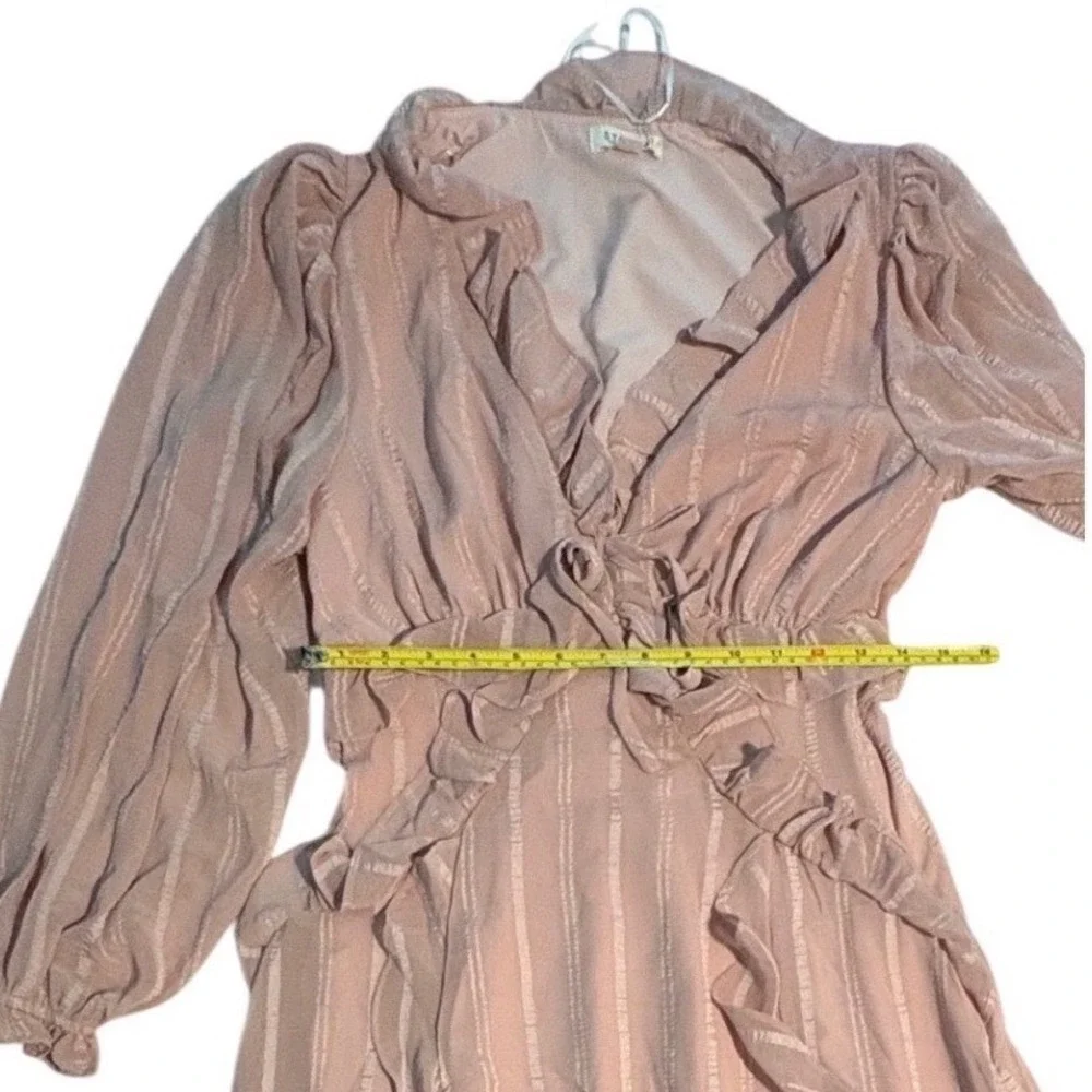 Storia Blush Pink Ruffle Stripe Maxi Dress Women Small NWT Wedding Coquette - Picture 7 of 10
